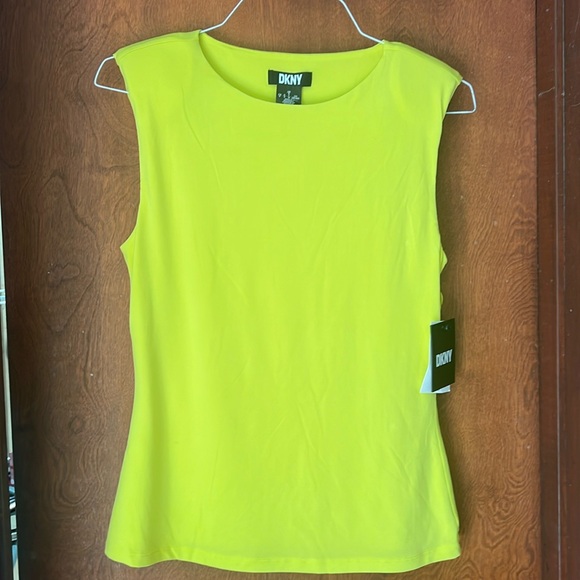 BNWT- DKNY bright yellow top with shoulder pads - small - Picture 1 of 6